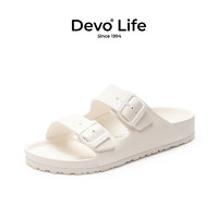Devo 的沃 Life的沃男女同款凉拖EVA一字拖鞋外穿夏季防水海边沙滩鞋1618 白色EVA
