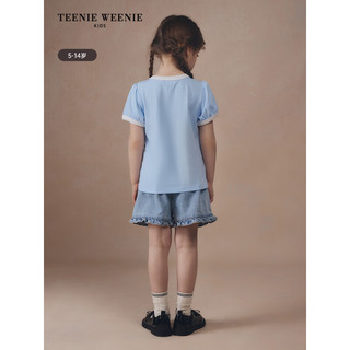 Teenie Weenie Kids小熊童装24夏季女童可爱柔软凉感短袖T恤 蓝色 140cm