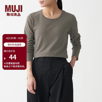 MUJI 無印良品 女士圆领长袖T恤 BBC03A1A 深灰棕色 M