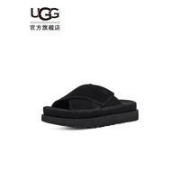 UGG 女士时尚休闲厚底交叉露趾魔术贴一字拖鞋 1137910 黑色 38