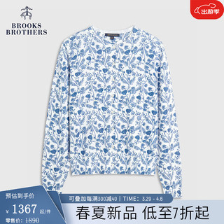 布克兄弟（BrooksBrothers）女士24春夏圆领国风印花图案针织开衫 9003-蓝色印花 XS