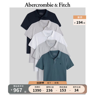 ABERCROMBIE & FITCH男装套装 5件装美式简约小麋鹿短袖商务纯色polo衫 KI124-4004 多色组合 XXL (185/124A)