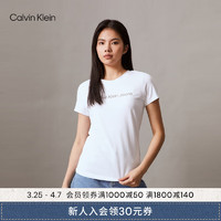 Calvin Klein Jeans24春夏女士简约休闲银色字母修身短袖T恤J223860 YAF-月光白 M
