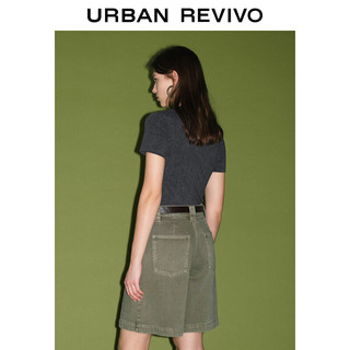 URBAN REVIVO 女士圆领修身短袖T恤衫 UWJ440024 中灰 S