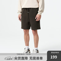 CHINISM CH美式休闲运动短裤男夏季宽松直筒抽绳高街宽松五分裤子 深褐色 XL