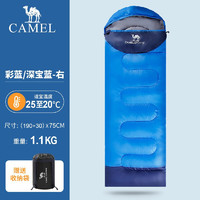 CAMEL 骆驼 户外睡袋野营1.1kg加厚成人睡袋 A6S3K1103 彩蓝/深宝蓝 1.1右边