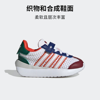 adidas COUNTRY XLG经典魔术贴学步鞋男婴童阿迪达斯三叶草 白/学院橙黄/胜利蓝 23码