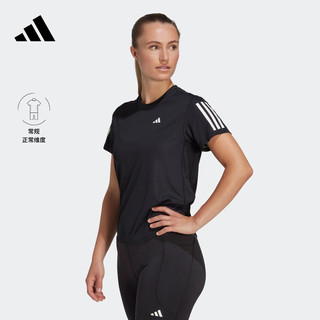 adidas 阿迪达斯 速干舒适跑步运动上衣圆领短袖T恤女装阿迪达斯官方 黑色 M