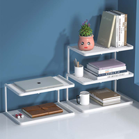 伊思家桌面置物架简易书架铁艺桌上多层整理收纳架子办公桌书桌置物架 白色双层中号