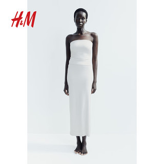 H&M女装2024春季女士休闲时尚简约纯色舒适抹胸上衣1225185 浅米色 170/116A