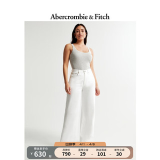 Abercrombie & Fitch 女装 24春夏Curve Love复古美式高腰阔腿牛仔裤 358427-1 白色 25S (150/66A)