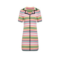 ochirly欧时力 幻彩条纹短袖针织连衣裙2024春装设计感透气 彩条 S