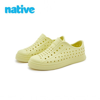 native 儿童洞洞鞋Jefferson bloom系列海藻纯色沙滩凉鞋超轻透气童鞋 海藻黄色 34