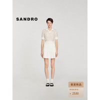 SANDRO2024早春女装法式衬衫领钻饰短款针织上衣SFPPU02150 淡褐色 3