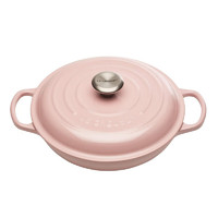 LE CREUSET 酷彩 法国酷彩Le Creuset纯铸铁双耳陶瓷煲汤炖汤锅海鲜锅 26cm 粉红色 5色可选 电磁炉用