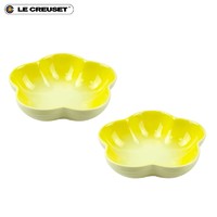 LE CREUSET 酷彩 炻瓷创意花形盘2件套欧式甜品下午茶水果家用 小号花形盘2件套柑橘黄 12.5cm