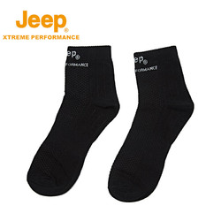 Jeep 吉普 男士長襪 運動休閑襪子吸汗透氣四季平板中筒襪男 8804 黑色 均碼