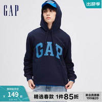 Gap 盖璞 男女装春季2024新款LOGO美式复古连帽法式圈织软卫衣892186 海军蓝 180/100A(XL)亚洲尺码