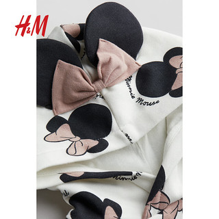 H&M【迪士尼系列】女婴套装2件式2024春季加绒卫衣裤子1176786 灰粉色/米妮老鼠 80/48 9-12M