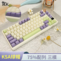ROYAL KLUDGE RK S75机械键盘 有线游戏键盘 客制化键盘 三模75配列 RGB背光 鸢尾版(碧螺轴)KSA球帽RGB 75%配列(81键)