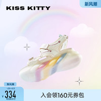 Kiss Kitty KISSKITTY运动凉鞋女夏新款魔术贴沙滩鞋彩虹厚底增高松糕底凉鞋