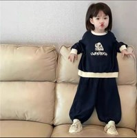 Zhuan'Yi 专一 潮流款儿童春秋季韩版撞色卫衣套装男女童卡通可爱卫衣两件套
