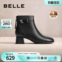 BeLLE 百丽 女靴气质时装靴女款2023冬季新款加绒靴子高跟短靴A1X1DDD3