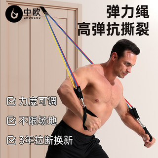 中欧 拉力绳健身男弹力绳弹力带家用拉力器阻力带练背胸肌力量训练器材