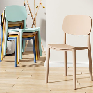 麦瑞迪塑料椅子靠背椅家用现代餐桌椅餐厅北欧简约可叠放加厚餐椅书桌椅 【LGF加厚】稳固不晃-白色