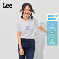 Lee24春夏标准版圆领印花Logo凉感轻薄女短袖T恤LWT008224202 白色 XS