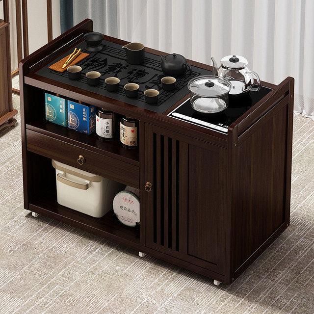 YONGJUE 永爵 移动茶台烧水壶一体阳台小茶桌椅组合家用茶水柜非实木茶车茶边几
