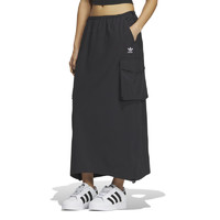 adidas 阿迪达斯 originals三叶草 Cargo Skirt 纯色法式Logo标识工装风运动休闲长裙 黑色 IY949