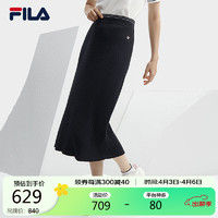 FILA 斐乐 官方女士编织裙2024春时尚休闲简约基础拼接半身裙