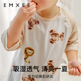 嫚熙（EMXEE）婴儿分腿睡袋儿童宝宝春夏季 一体式睡衣 梨园 100码【身高90-100cm】