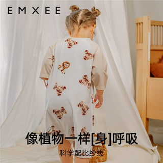 嫚熙（EMXEE）婴儿分腿睡袋儿童宝宝春夏季 一体式睡衣 梨园 100码【身高90-100cm】