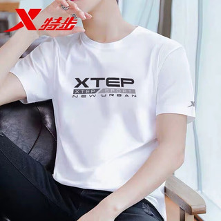 XTEP 特步 短袖男2024春夏季新款男士运动休闲t恤 白色9250 175/L