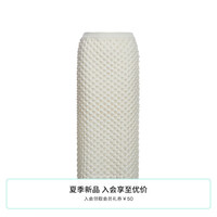 欧时力 镂空高腰针织半身裙2024春新中长款气质修身 米白 S