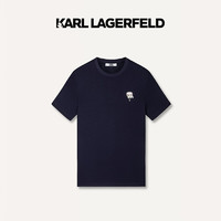 Karl Lagerfeld卡尔拉格斐轻奢老佛爷男装 24夏款logo钉珠圆领短袖T恤 藏青 48