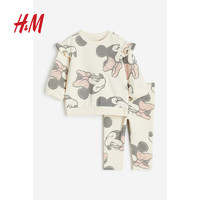 H&M 童装女婴套装2件式冬季米妮印花卫衣长裤1089774 浅米色/米妮老鼠 66/48