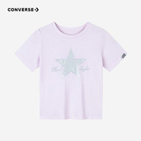 Converse匡威儿童装透气上衣2024中大童女童运动休闲T恤CNVG-TE-F678 淡紫色 155/72