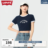 Levi's李维斯24春季女士短袖T恤拼色复古轻薄舒适休闲百搭 黑色 000S9-0001 M