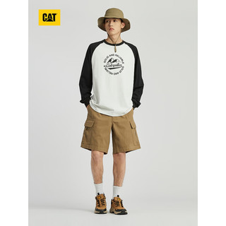 CAT卡特24春夏男插肩袖山系撞色长袖T恤 白色 XL
