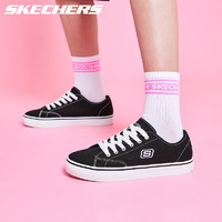 SKECHERS 斯凯奇 女鞋帆布鞋情侣款板鞋黑色简约复古百搭休闲鞋 -BLK