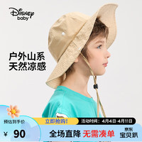 迪士尼童装男童梭织宽檐遮阳帽2024夏季儿童防晒帽 卡其 54