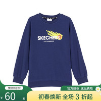 SKECHERS 斯凯奇 男童舒适休闲运动套头衫针织卫衣L321B052 L321B052-007D/中世纪蓝 S/110