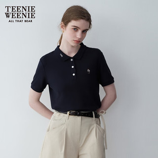 Teenie Weenie小熊2024年夏季POLO衫马卡龙多巴胺时尚短袖T恤 藏青色 170/L