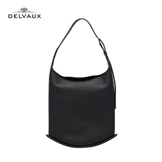 Delvaux24春夏女包女士手提包单肩腋下包Pin Hobo MM包包 黑色