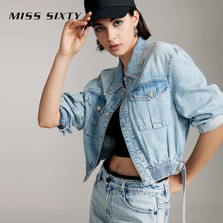 MISS SIXTY2024春季长袖牛仔衬衫女复古工装风设计感小众休闲 浅蓝 M