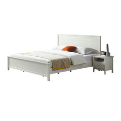 SUNHOO 双虎-全屋家具 床轻奢现代简约白色1.5米1.8米主卧双人床省空间收纳高箱床18001