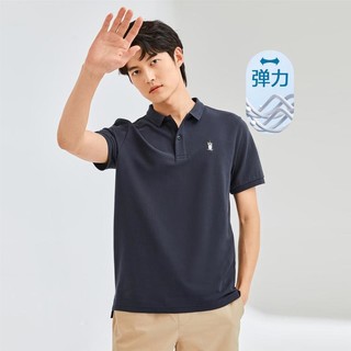 GIORDANO 佐丹奴 春夏款猫头鹰刺绣针织弹力珠地布短袖休闲Polo衫男款